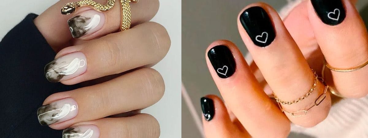Black Nail Designs Inspired By Wednesday Addams