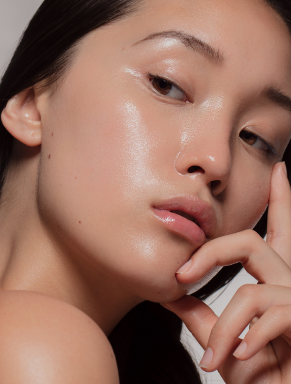 Korean skincare routine dewy skin Asian female model