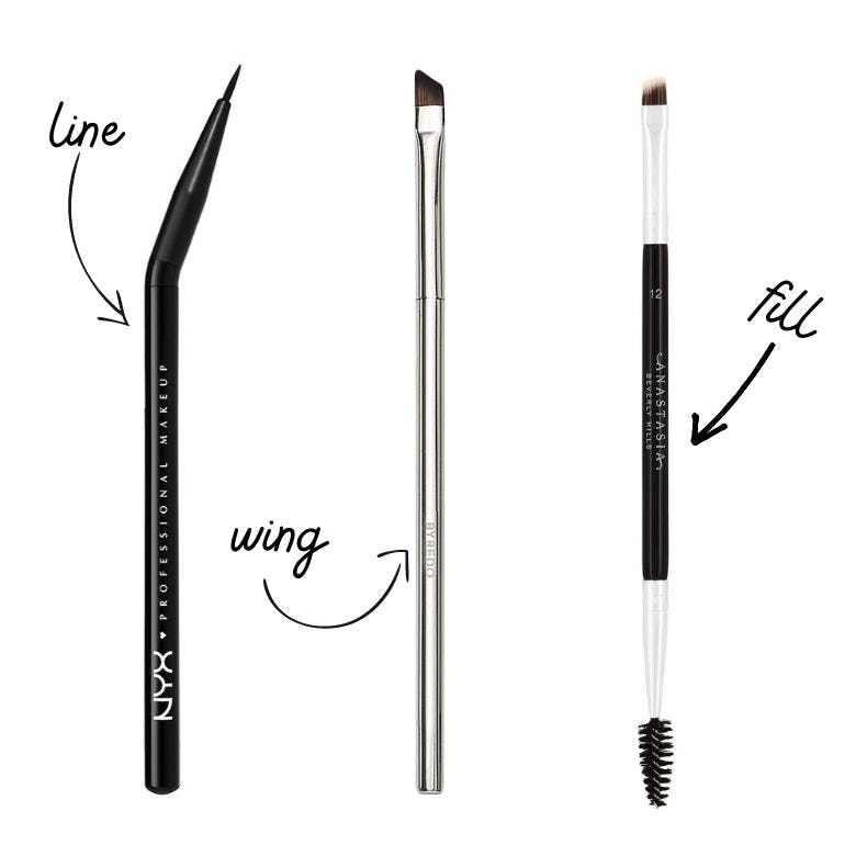 Collage of the best eyeliner and eyebrow brushes